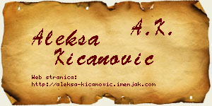Aleksa Kićanović vizit kartica